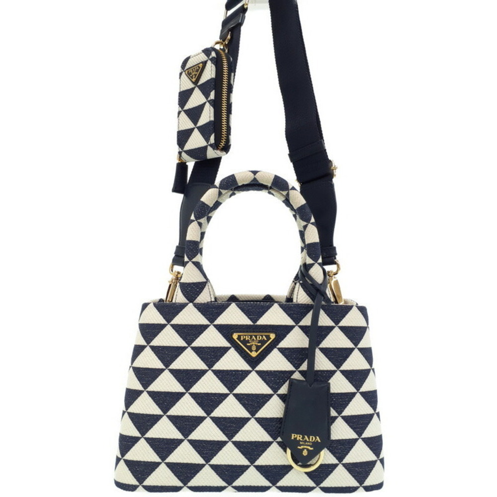 Prada Symbole embroidered tote bag white geometric Black